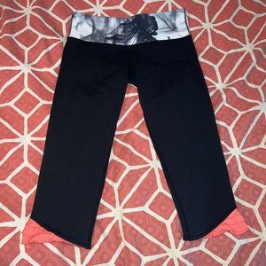 Lululemon Women's Gray Black Pink Tie Dye Elastic Waist Pink Ruffle Leggings 6